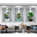 3D Çiçek Vazo Duvar Sticker 3 lü Set GRİ Fon