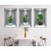 3D Çiçek Vazo Duvar Sticker 3 lü Set GRİ Fon